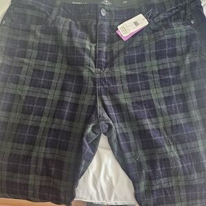 Classic Plaid Women's  Green and Blue Spandex Pant